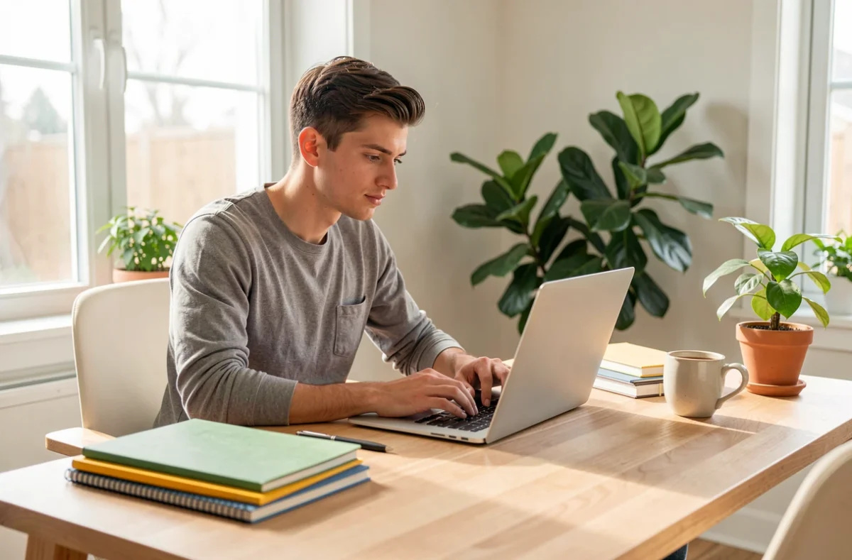 Entrepreneur travaillant sur son projet de création d'entreprise à son bureau