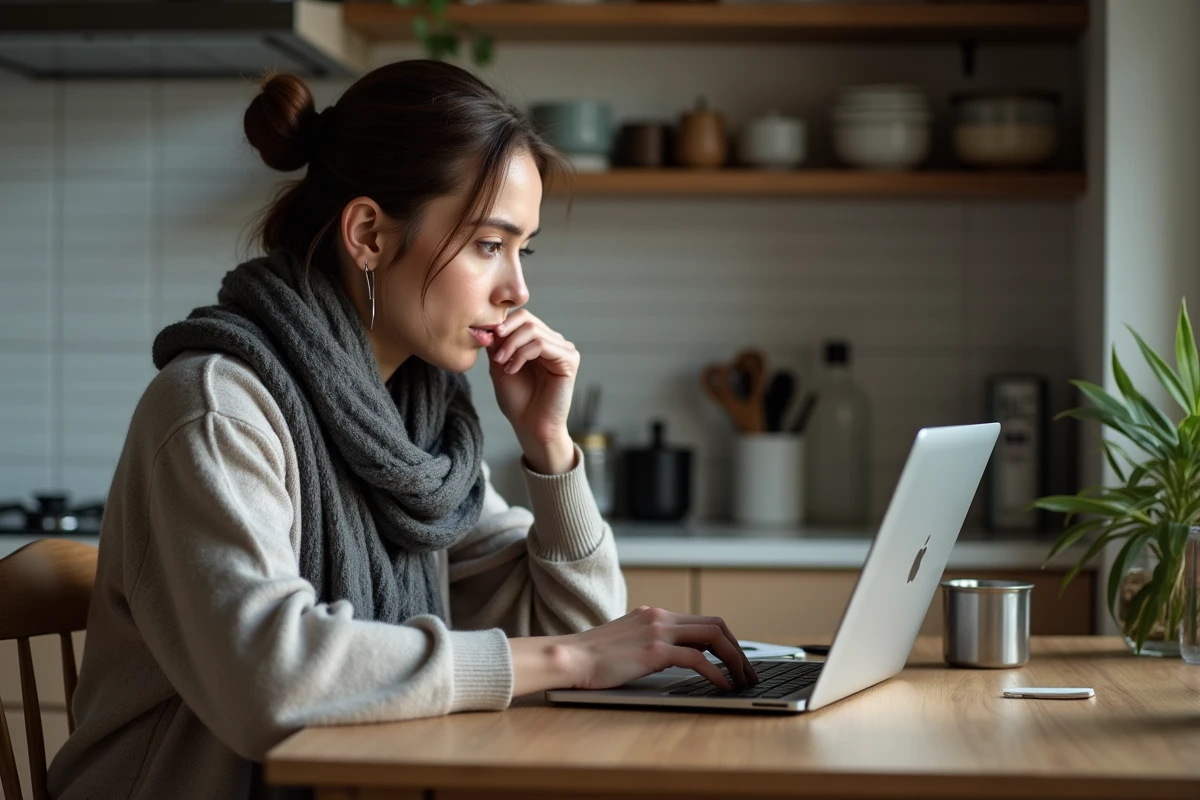 Femme regarde un ordinateur avec des voitures électriques d