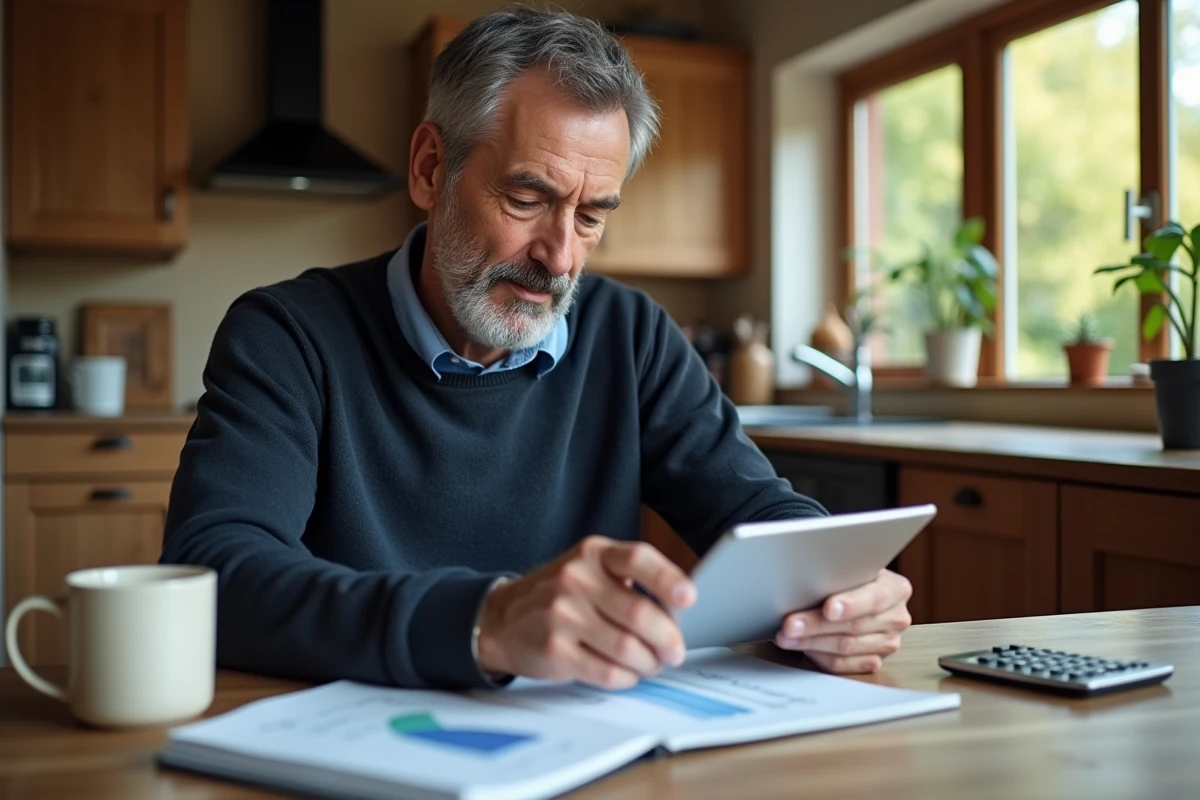 Homme analysant un budget familial à la maison