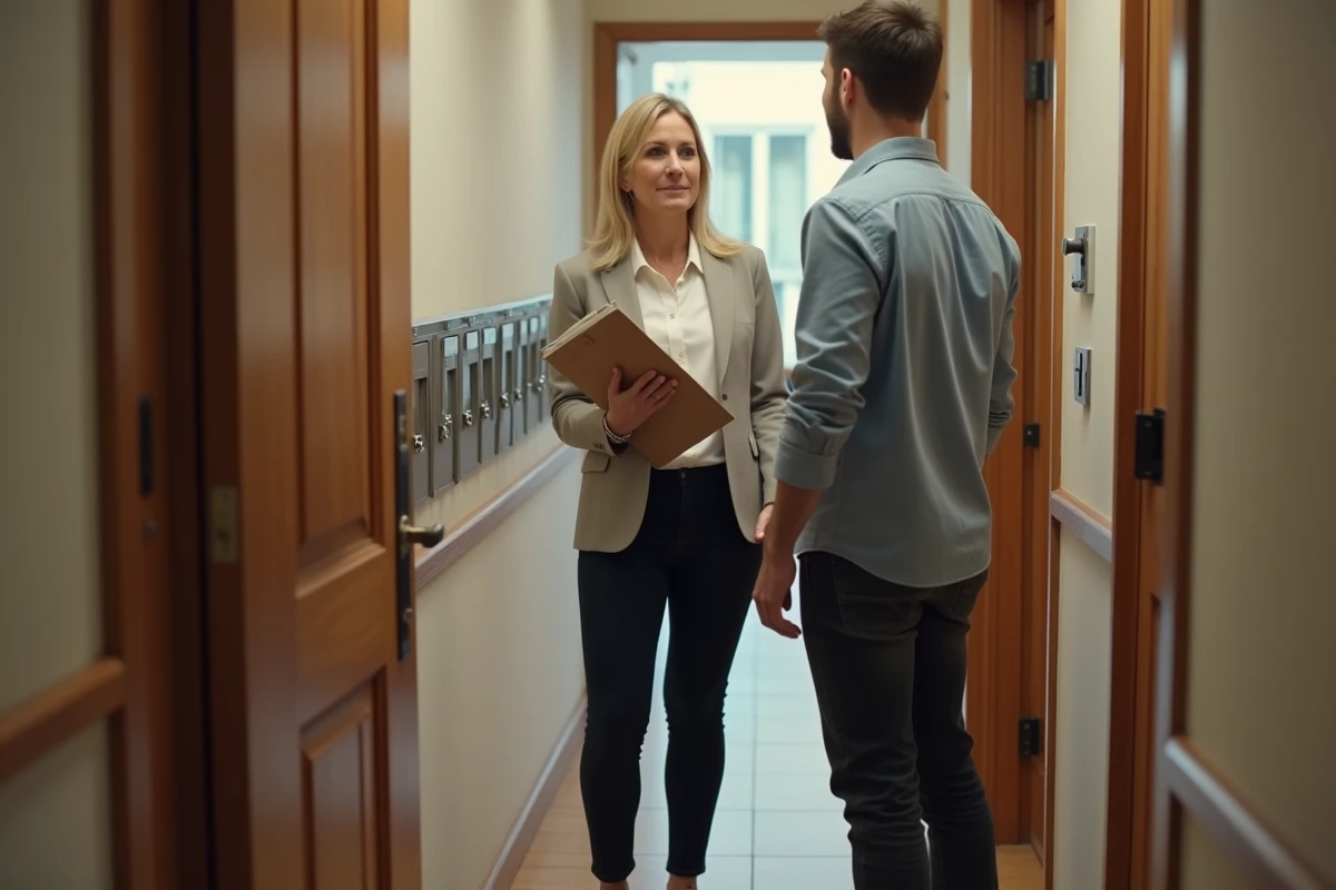 Propriétaire parlant à un jeune homme à l