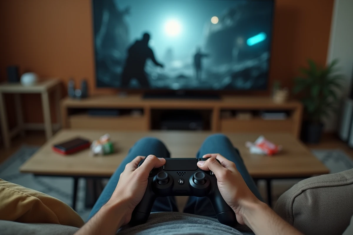 Mains crispées sur une manette de jeu face à un blocage dans la mission du pharmacien dans ARC Raiders