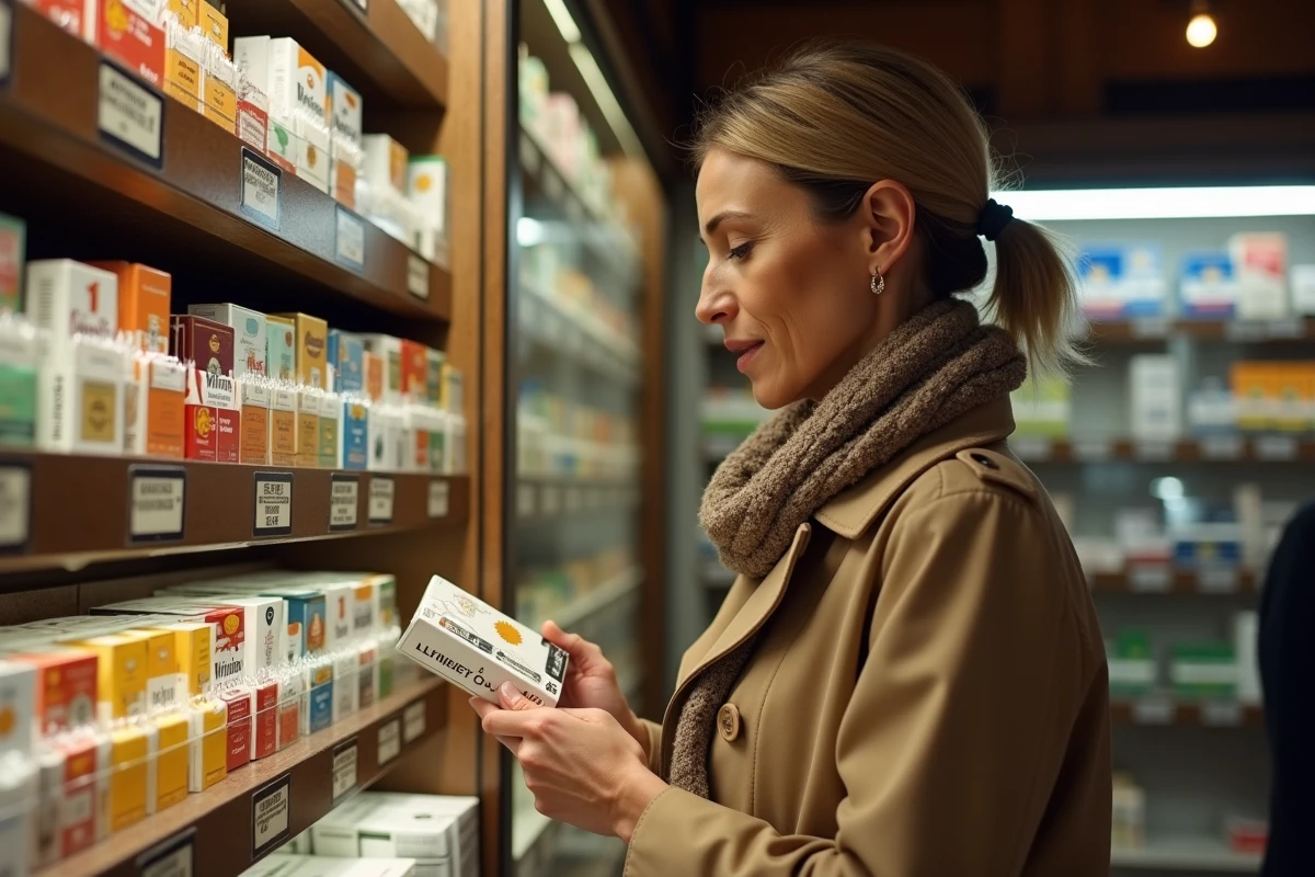 Femme comparant les prix des cigarettes Winston dans un bureau de tabac allemand